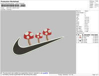 Swoosh Mashroom Embroidery File 4 size