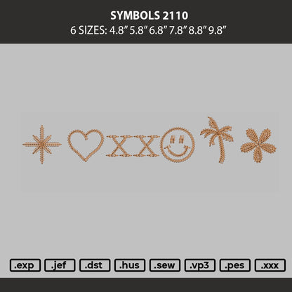Symbols 2110 Embroidery Machine Design File 6 sizes