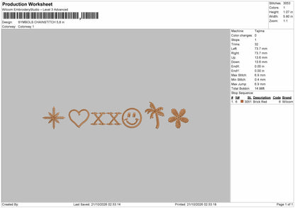 Symbols 2110 Embroidery Machine Design File 6 sizes