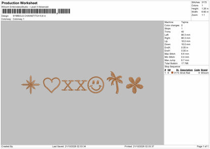 Symbols 2110 Embroidery Machine Design File 6 sizes