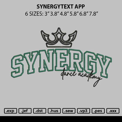 Synergytext App Embroidery File 6 sizes