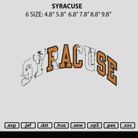 Syracuse Embroidery File 6 sizes