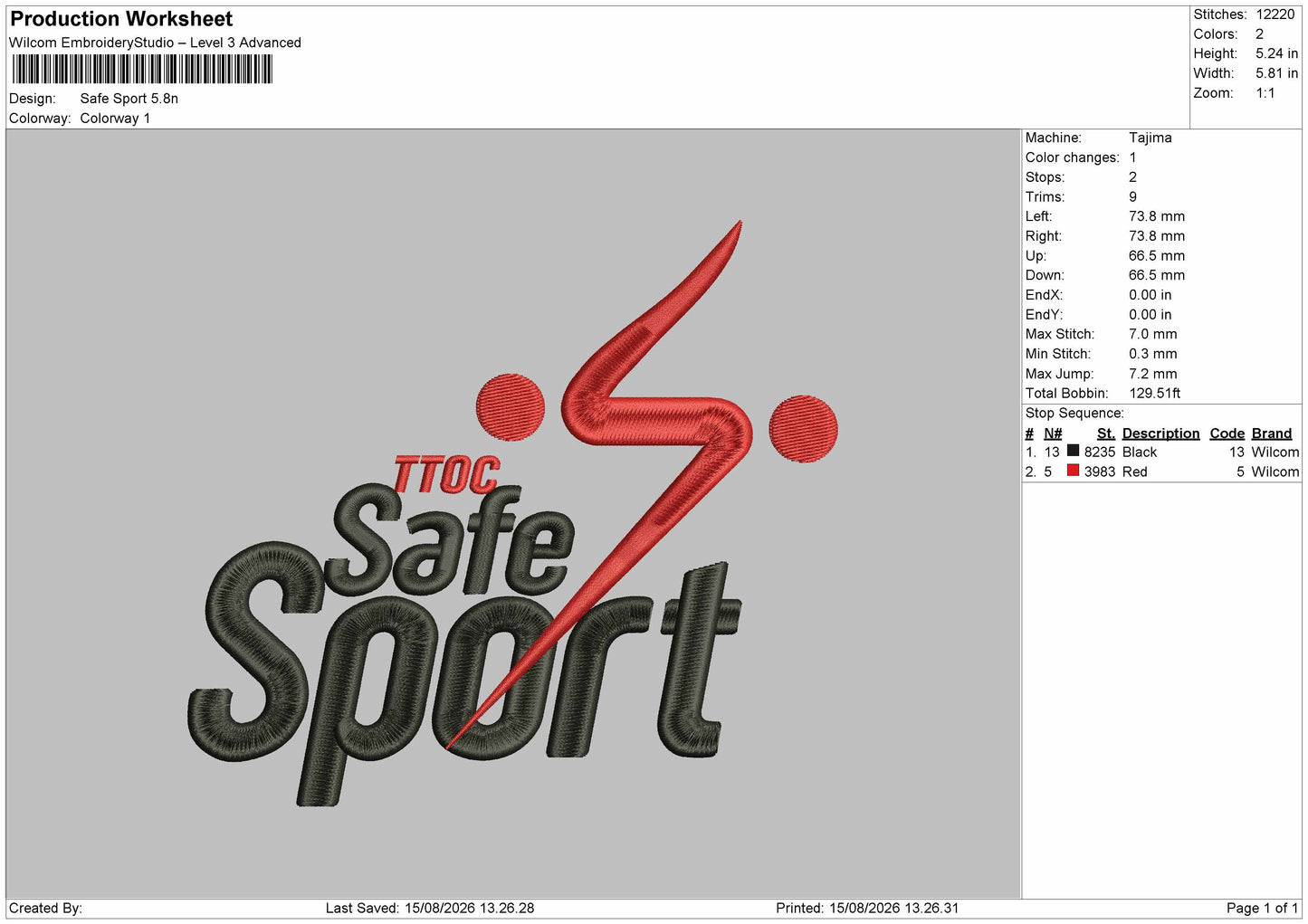 Safe Text Embroidery Machine Design File 6 sizes