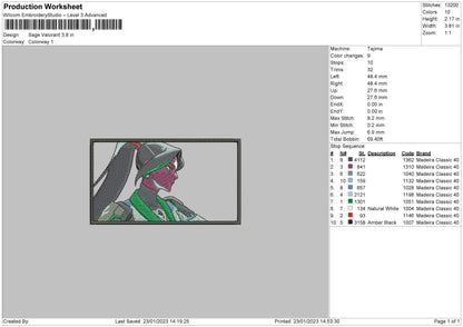 Sage V Rectangle Embroidery File 6 sizes