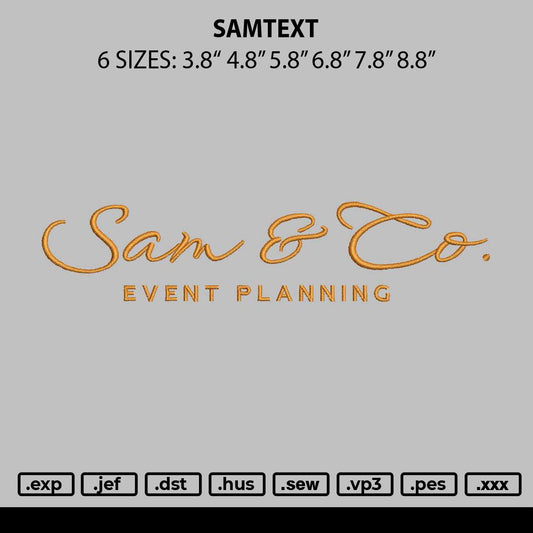 Samtext Embroidery File 6 sizes
