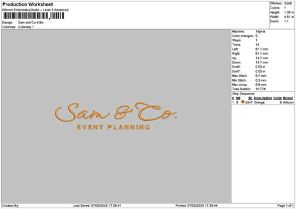 Samtext Embroidery File 6 sizes