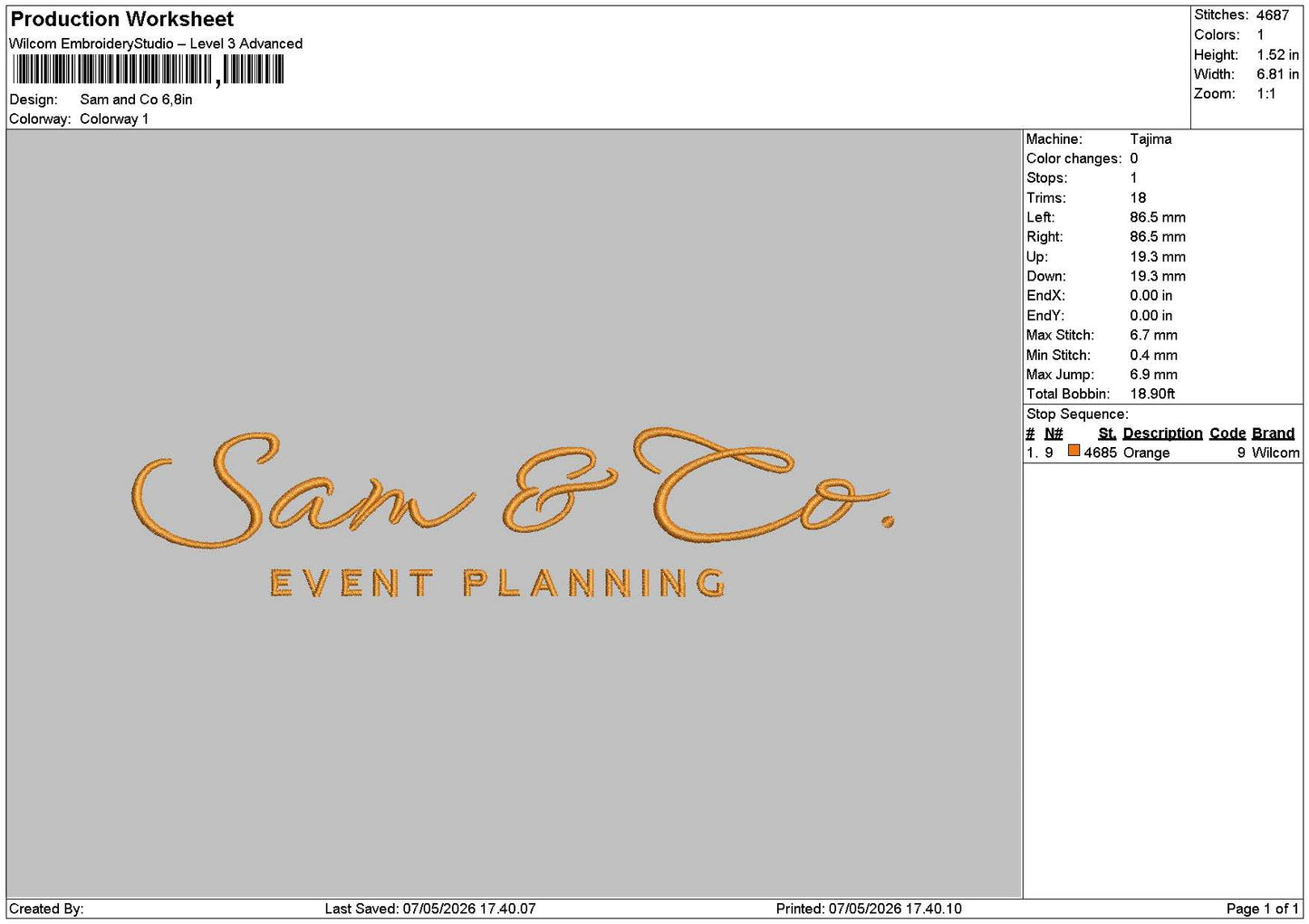 Samtext Embroidery File 6 sizes