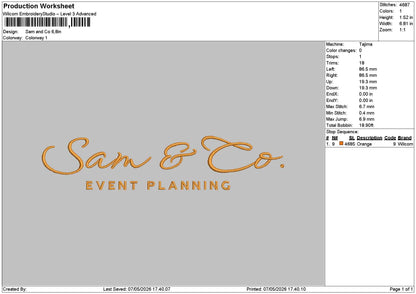 Samtext Embroidery File 6 sizes