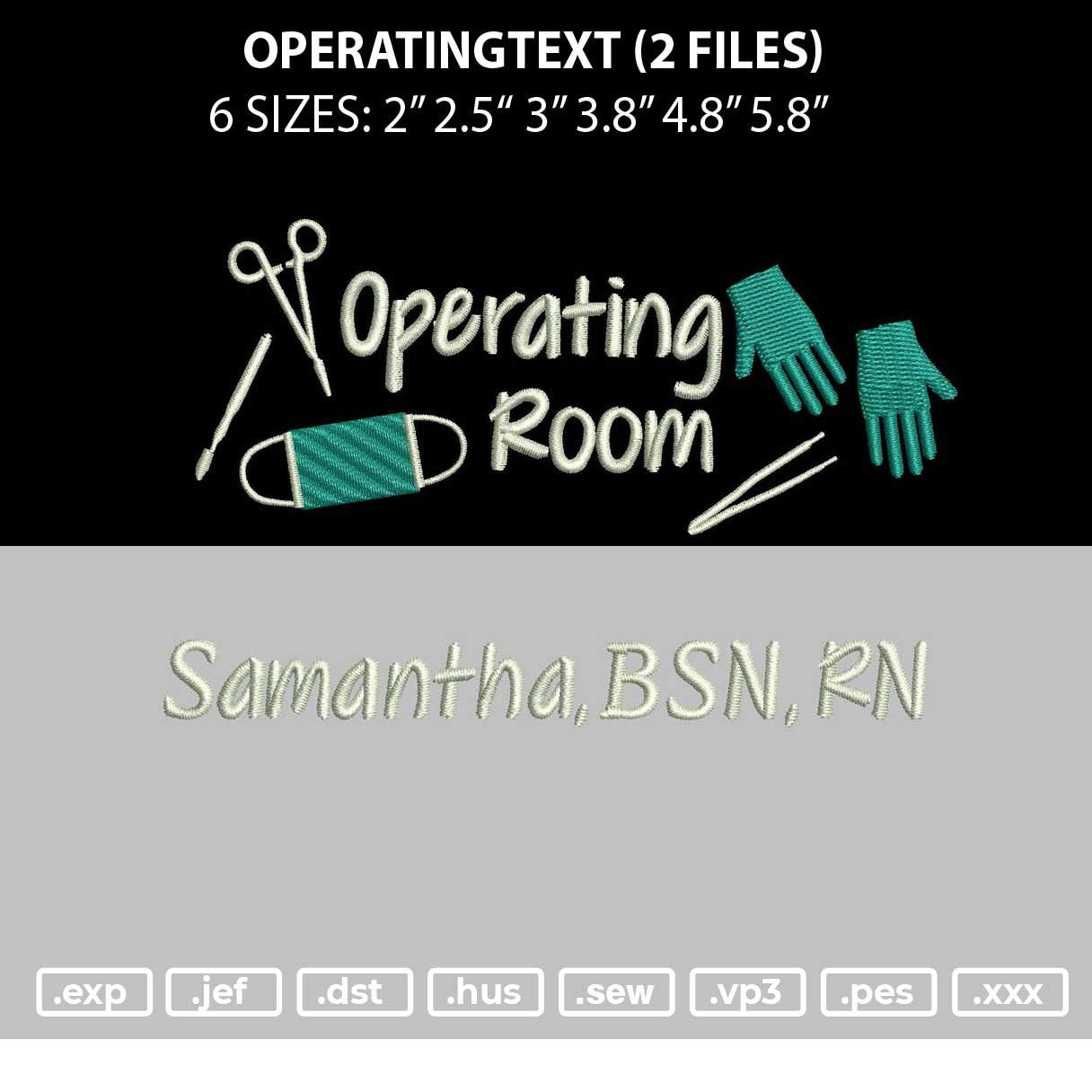 Operating Room Embroidery 2 Files 6 sizes