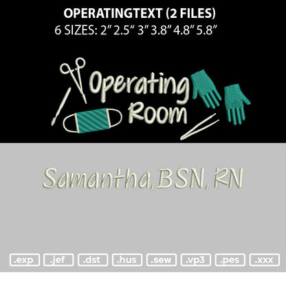 Operating Room Embroidery 2 Files 6 sizes