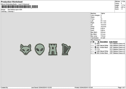 Alien Icons Embroidery File 6 sizes
