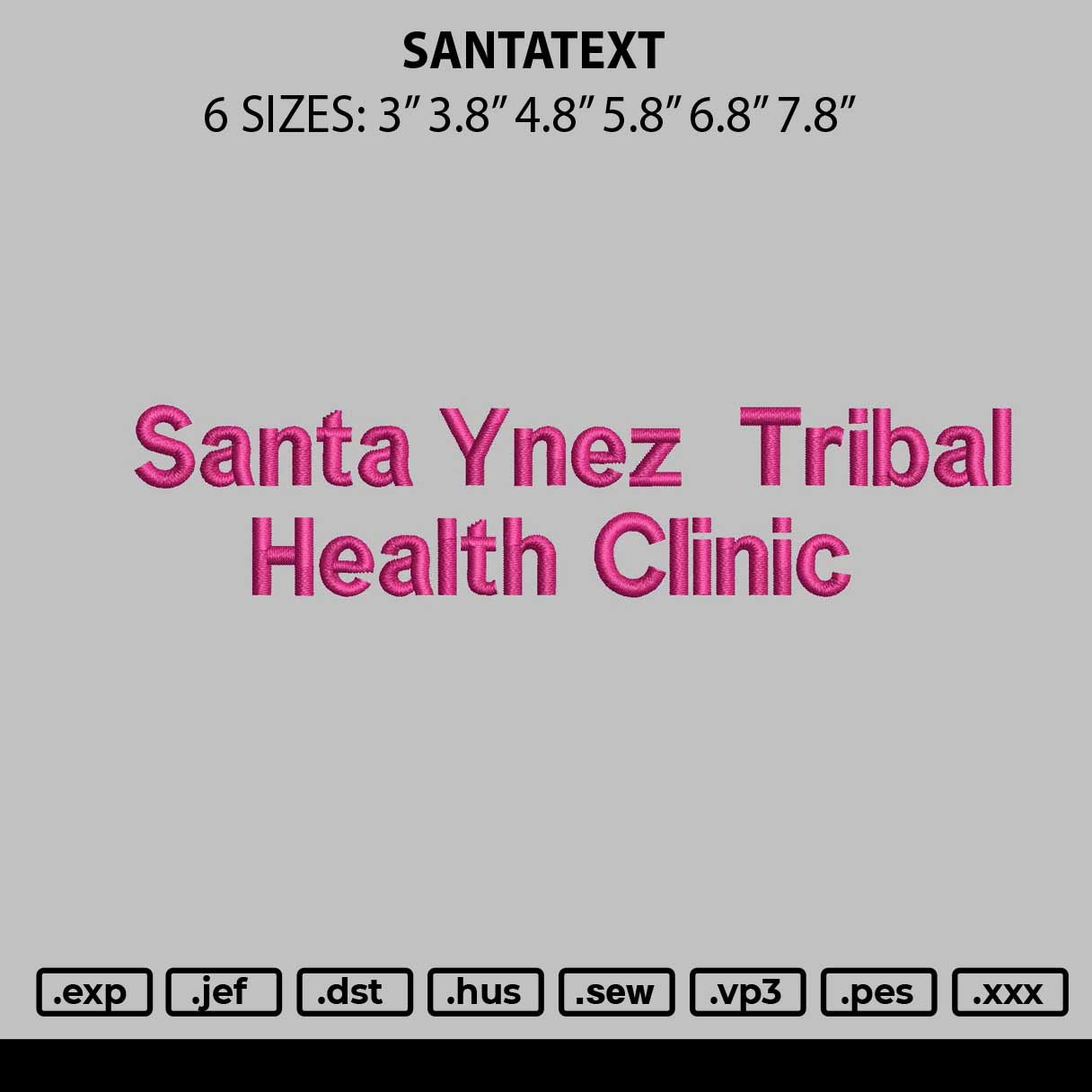 Santatext 1708 Embroidery File 6 sizes