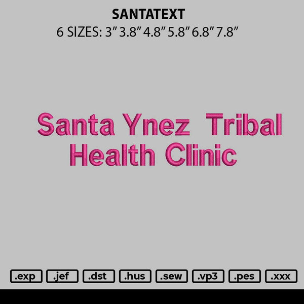 Santatext 1708 Embroidery File 6 sizes