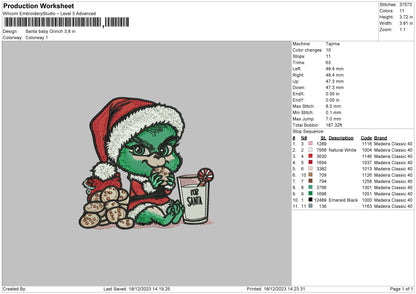 Santa Grinch 02 Embroidery File 6 sizes