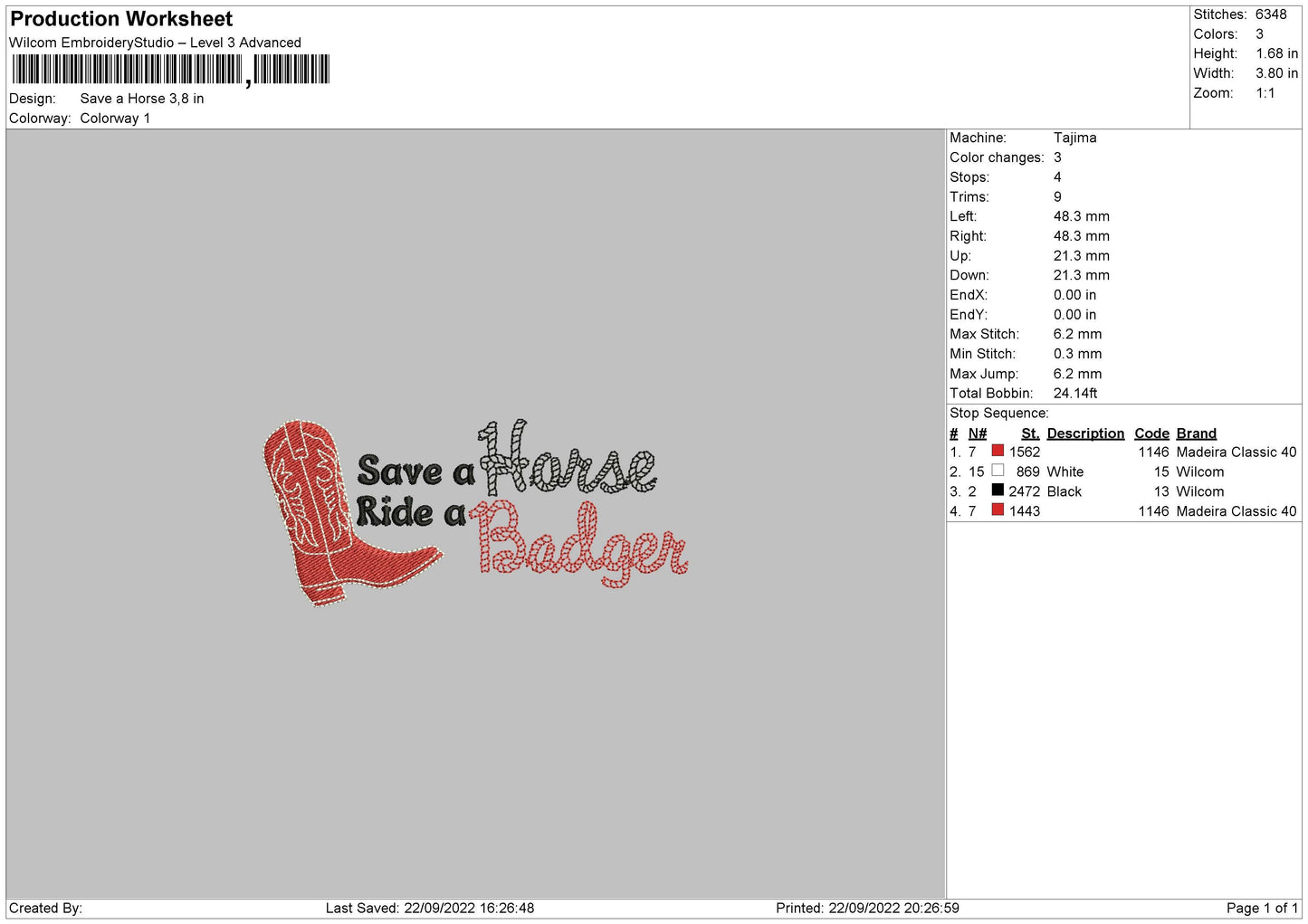 Save A Horse Embroidery File 6 sizes