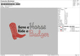 Save A Horse Embroidery File 6 sizes