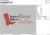 Save A Horse Embroidery File 6 sizes