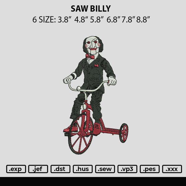 Saw Billy Embroidery File 6 sizes