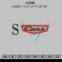 S Cars Embroidery File 6 sizes