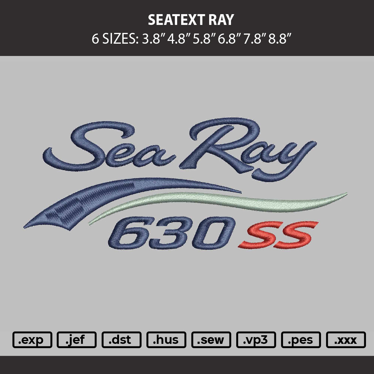 Seatext Ray Embroidery Machine Design File 6 sizes
