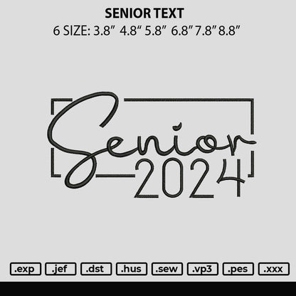 Senior Embroidery File 6 sizes