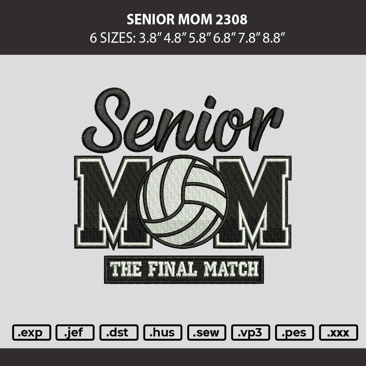 Senior Mom 2308 Embroidery Machine Design File 6 sizes