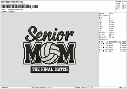 Senior Mom 2308 Embroidery Machine Design File 6 sizes