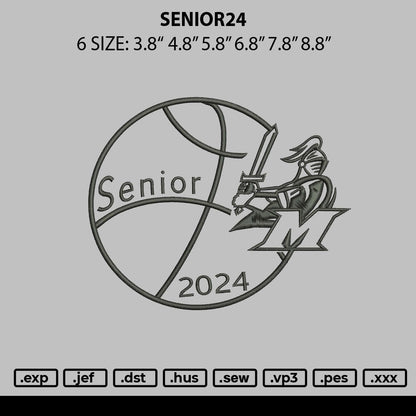 Senior 24 Embroidery File 6 sizes