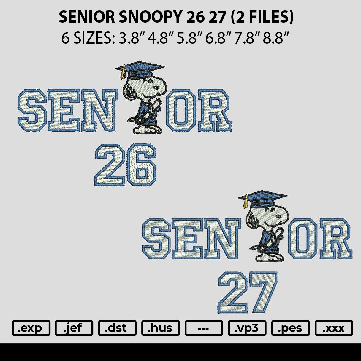 Senior Snoopy 26 27 Embroidery 2 Files