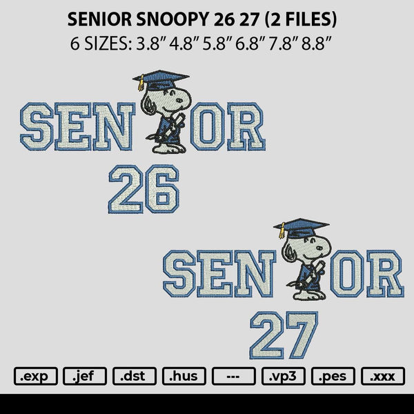 Senior Snoopy 26 27 Embroidery 2 Files
