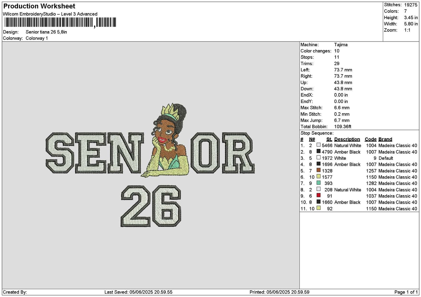 Senior Tiana 26 27 Embroidery 2 Files
