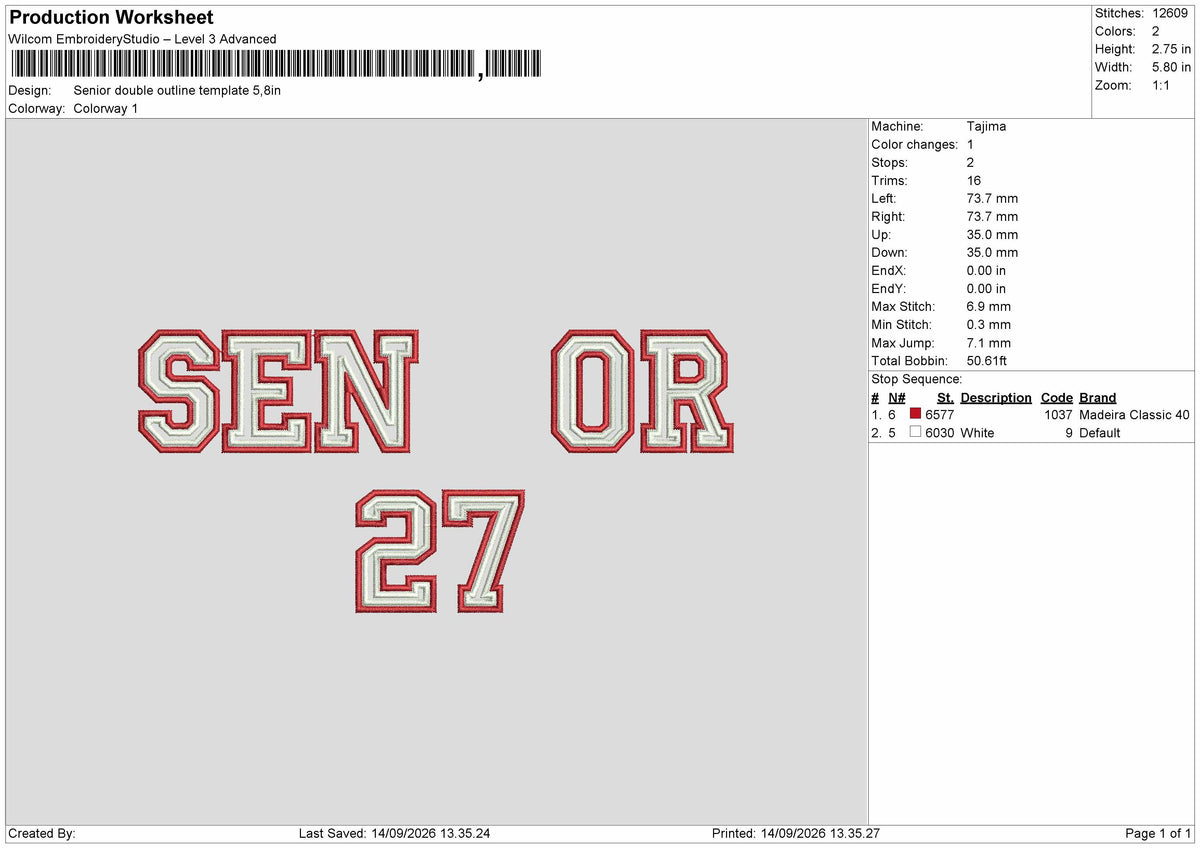 Senior 27 Template Embroidery Machine Design File 6 sizes