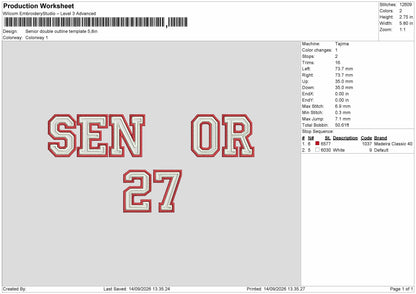 Senior 27 Template Embroidery Machine Design File 6 sizes