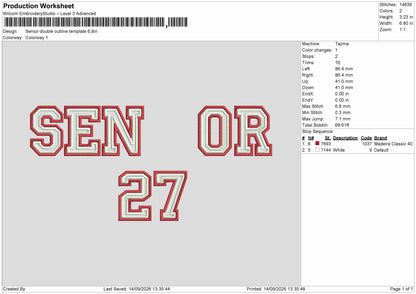 Senior 27 Template Embroidery Machine Design File 6 sizes