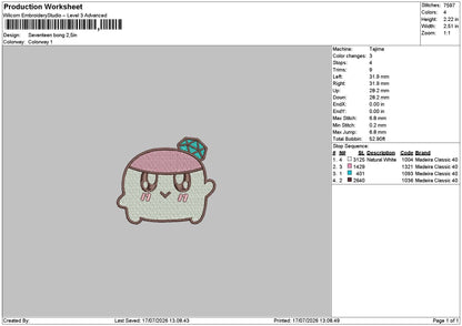 Seventeen bong Embroidery Machine Design File