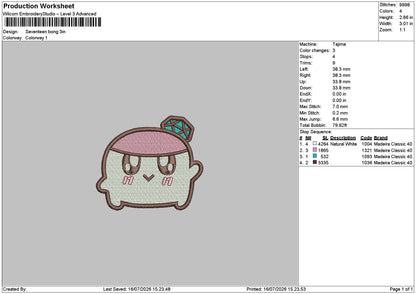 Seventeen bong Embroidery Machine Design File