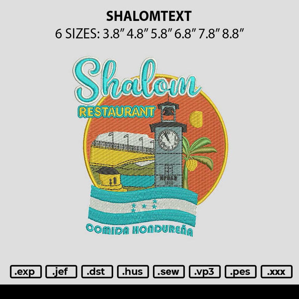 Shalomtext Embroidery File 6 sizes