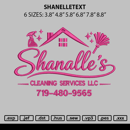 Shanelletext Embroidery File 6 sizes