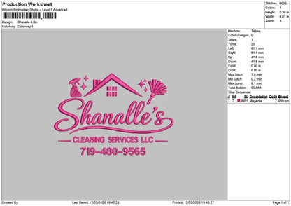 Shanelletext Embroidery File 6 sizes