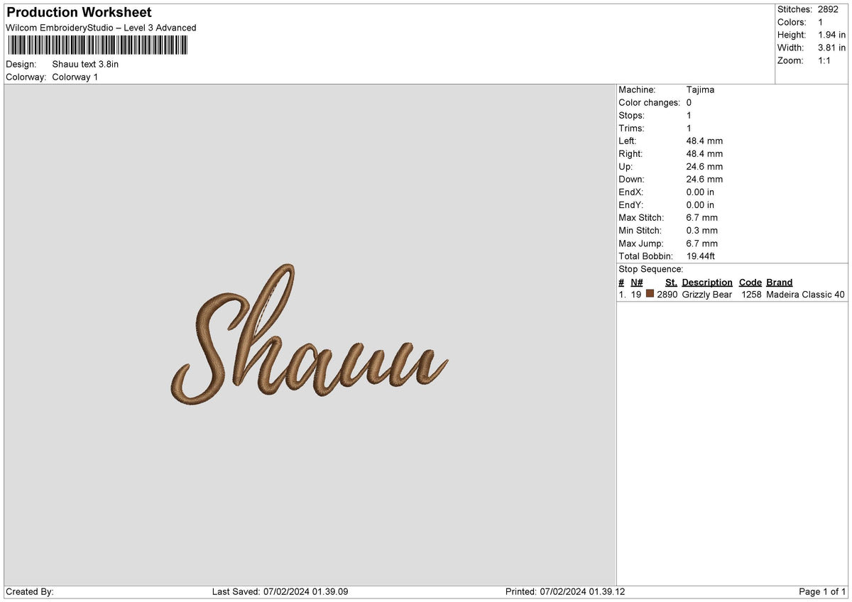 Shauu Shauu Text Embroidery File 6 sizes – Master Digitizer