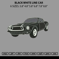 Black White Line Car mbroidery File 6 sizes