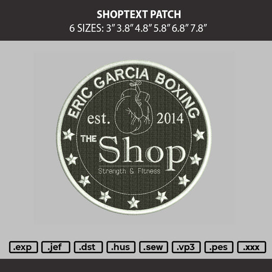 Shoptext Patch Embroidery Machine Design File 6 sizes