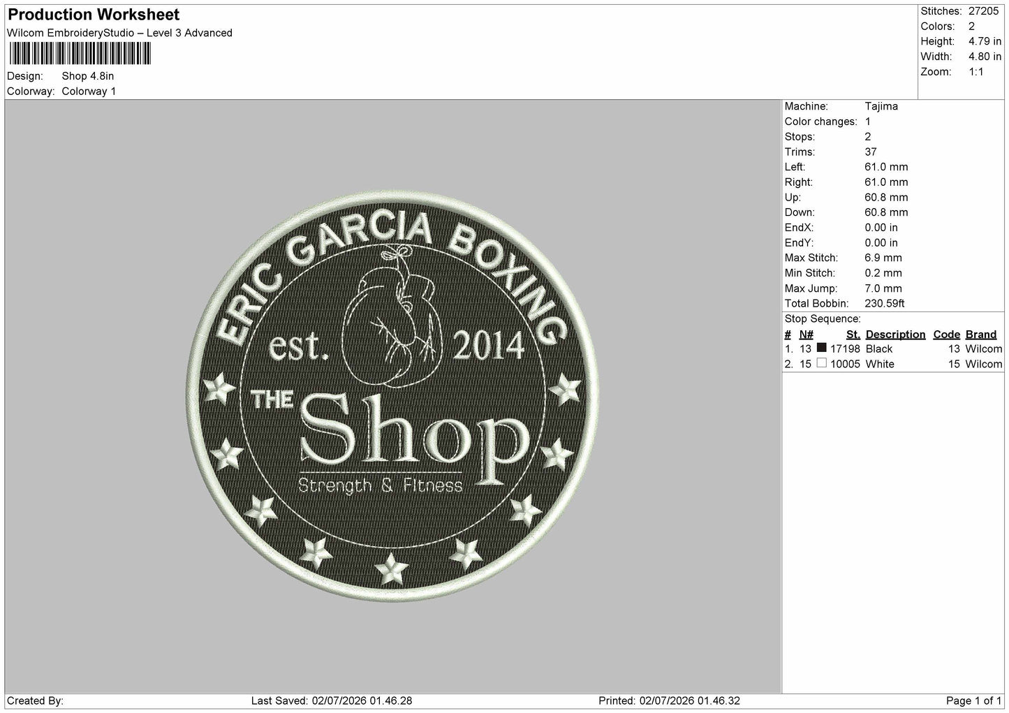 Shoptext Patch Embroidery Machine Design File 6 sizes