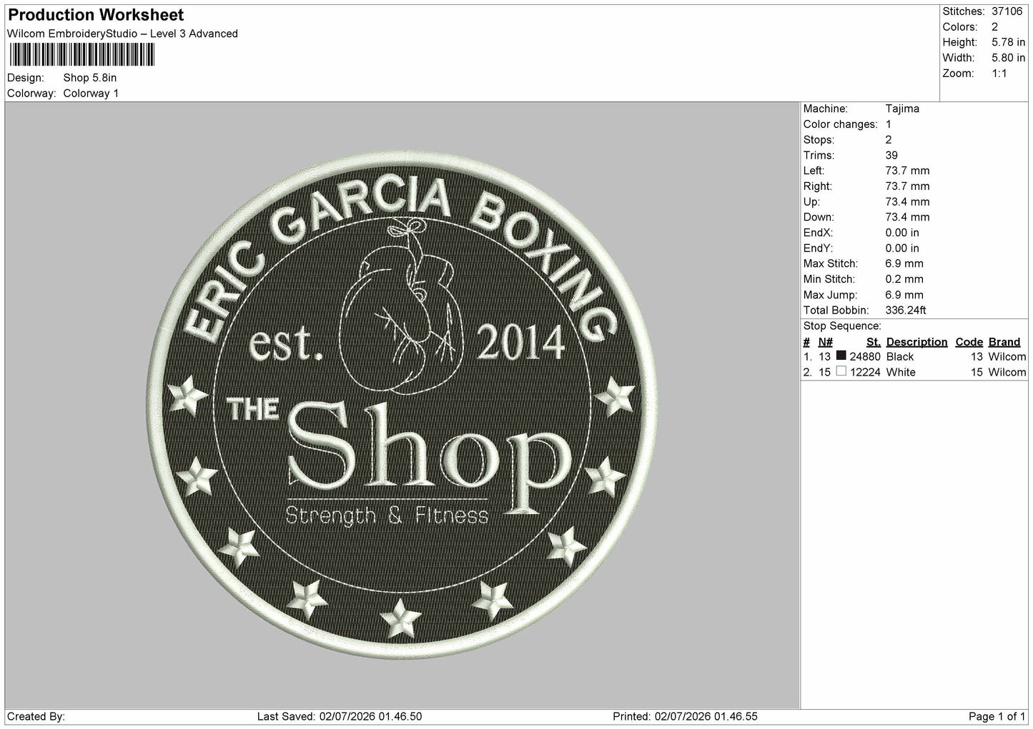 Shoptext Patch Embroidery Machine Design File 6 sizes