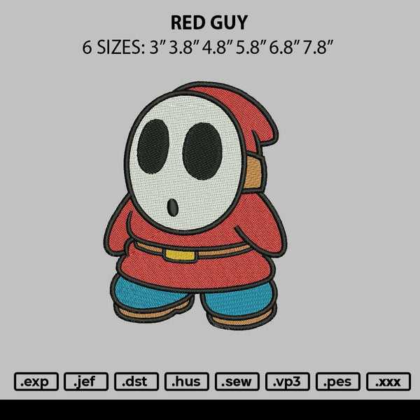 Red Guy Embroidery File 6 sizes