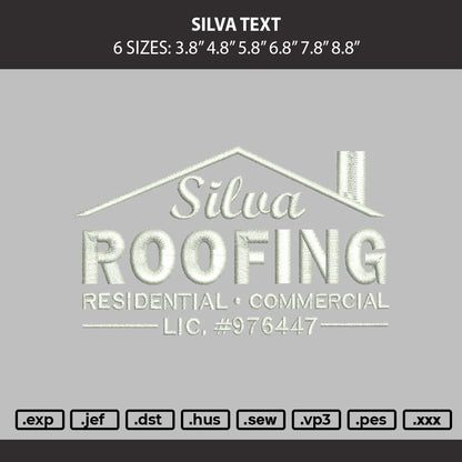 Silva Text Embroidery Machine Design File 6 sizes