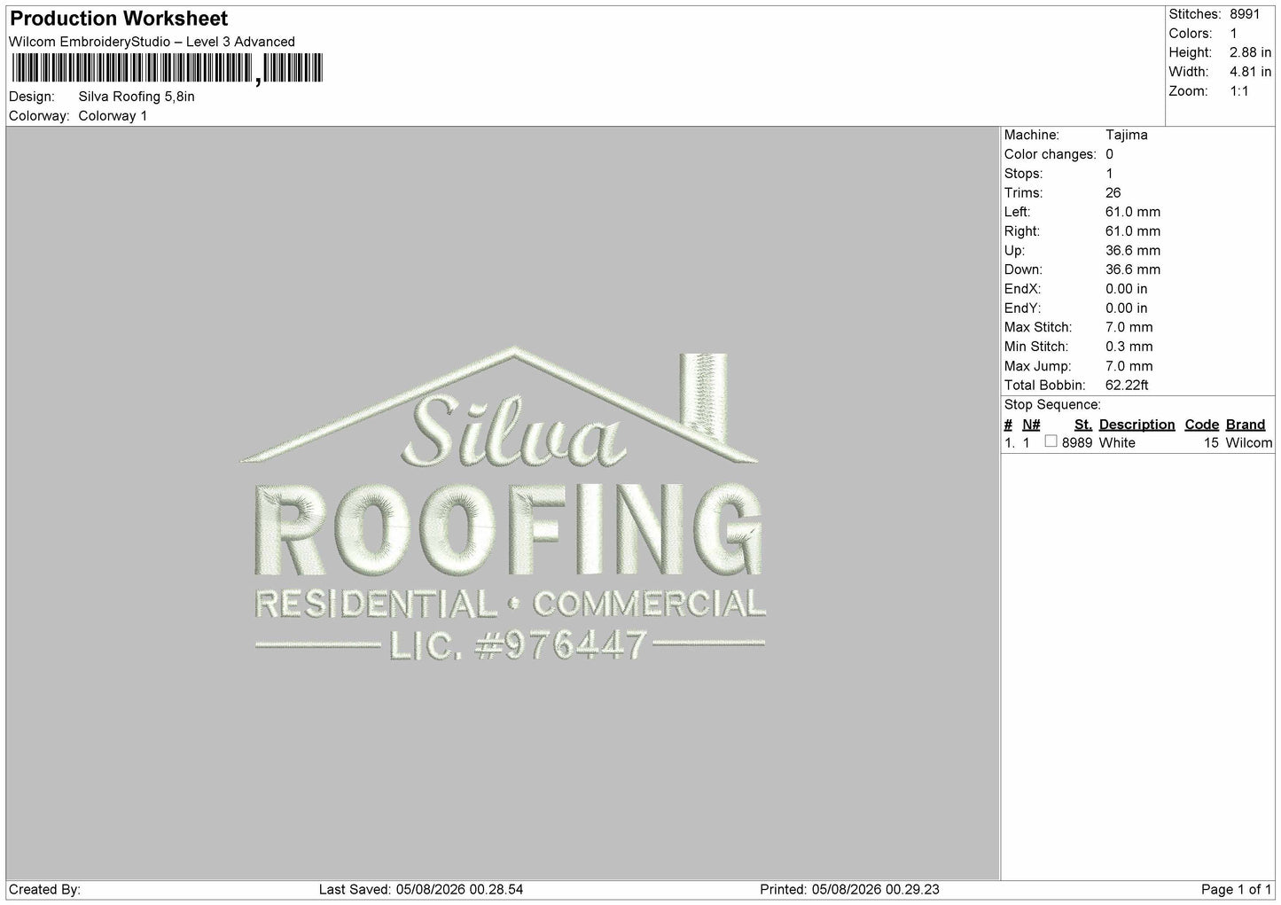 Silva Text Embroidery Machine Design File 6 sizes