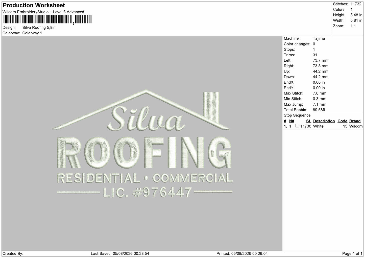 Silva Text Embroidery Machine Design File 6 sizes