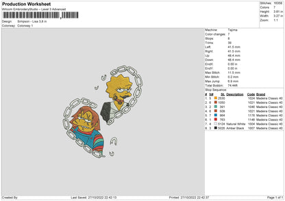 Simpsonlisa Embroidery File 6 sizes