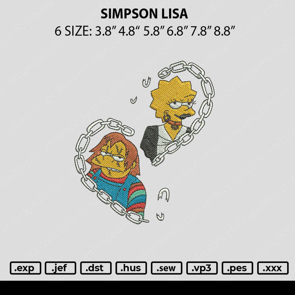Simpsonlisa Embroidery File 6 sizes